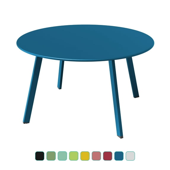 Grand Patio 28" Round Steel Outdoor Coffee Table, Peacock Blue