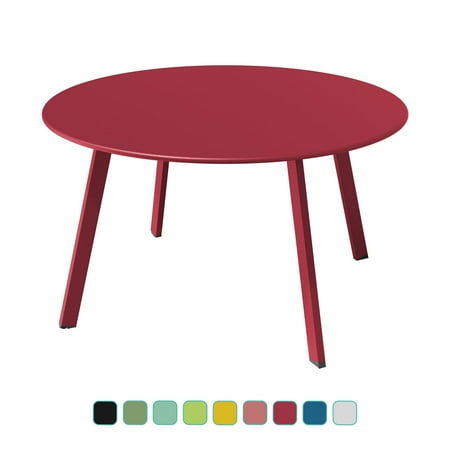 Grand Patio 28" Round Steel Outdoor Coffee Table, Red