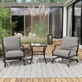 thumbnail image 1 of Grand Patio 3-Piece Outdoor Bistro Set for 2, Garden Rocking Chairs with Cushions & Side Table, Furniture Conversation Set for Pool Side Porch, Steel Frame, Gray, 1 of 11