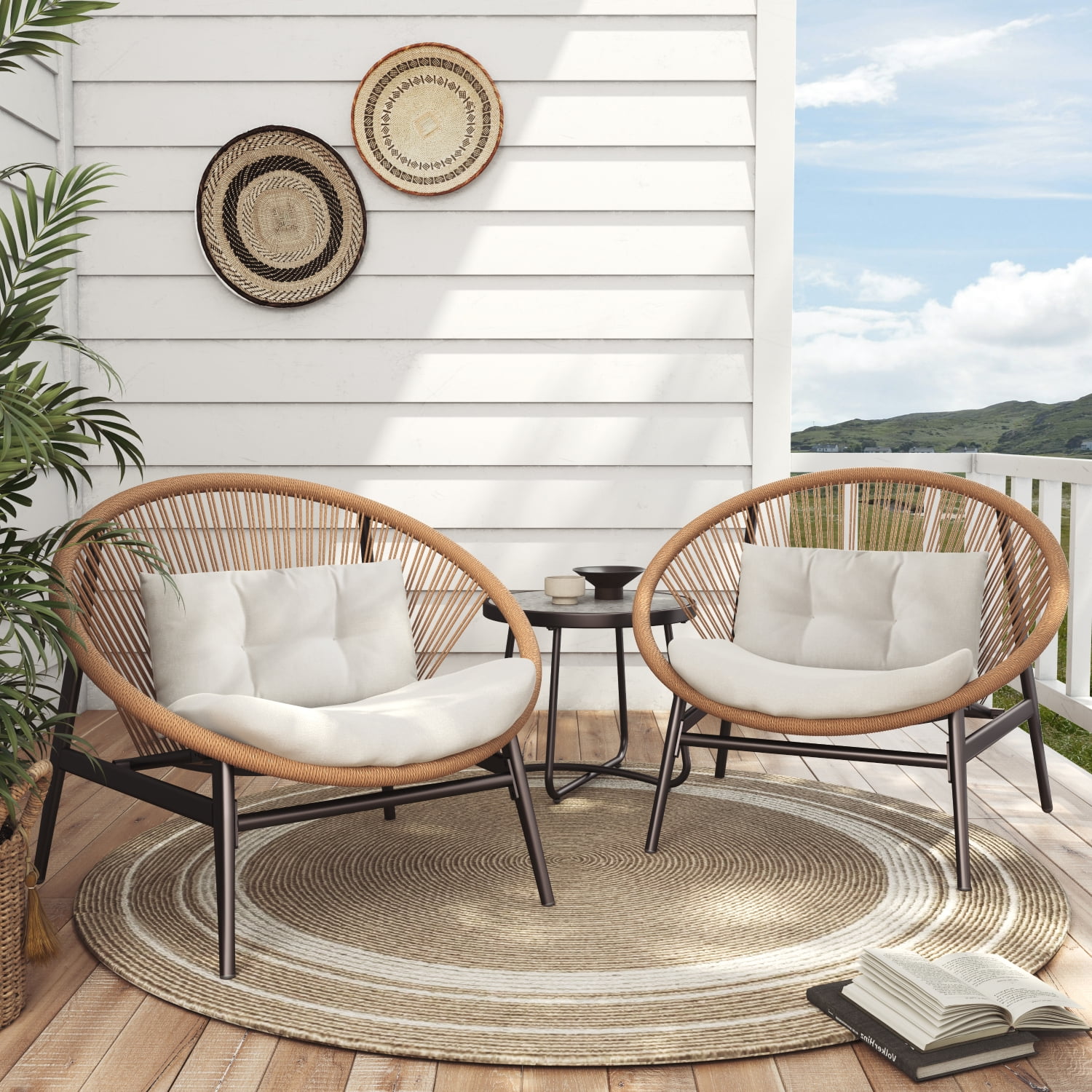 Grand Patio 2 Piece Wicker Oversized Chairs with Thick Cushions for Garden Poolside Backyard Lawn Walmart