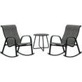thumbnail image 1 of Grand Patio 3-Piece Patio Bistro Set, Outdoor Furniture Sling Rocking Chairs with Round Steel Side Table for Patio, Porch, Balcony, Living Room, Black, 1 of 9