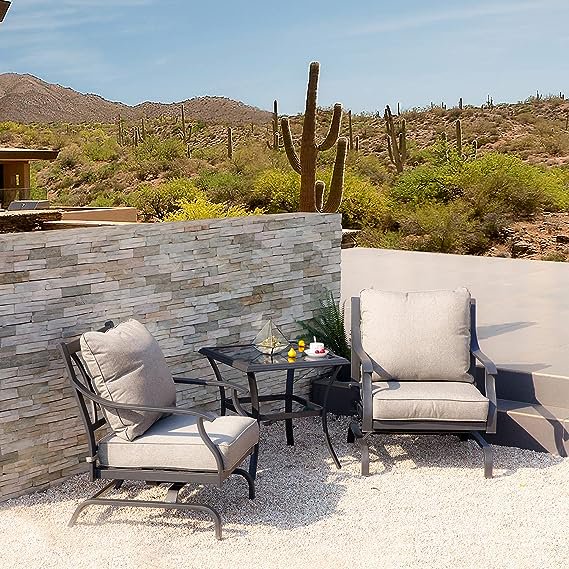 Grand Patio 3Piece Rocking Motion Patio Chairs Set Metal Outdoor