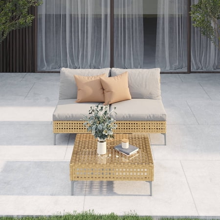 Grand Patio 3-Piece Wicker Patio Furniture Set, 2 Single Sofa with Thick Cushions and Coffee Table