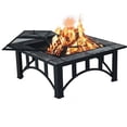 thumbnail image 1 of Grand Patio 33" Square Ceramic Top Wood Burning Fire Pit Table with Spark Screen and Poker, 1 of 7