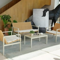 Grand Patio Bromma 4-Piece Steel Outdoor Conversation Sets with Beige Cushions