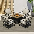 thumbnail image 1 of Grand Patio 5-Piece Patio Furniture Set with Fire Pit Table Rocking Patio Chairs Set of 4, Outdoor Conversation Sets for Deck, Garden, Steel Frame with Cushions, Gray, 1 of 6