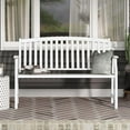 thumbnail image 1 of Grand Patio Garden Bench, 2 Person Outdoor Loveseat with Back, Painted with Woodgrain, Anti-Rust Aluminum Metal Frame, Bench for Front Porch Backyard Park Outside Furniture Decor, Gray-White, 1 of 7