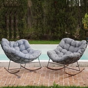 Grand Patio Outdoor 2PCS Rocking Chairs, Oversized Padded Cushion Rocker , Gray