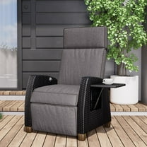 Grand Patio Indoor & Outdoor Recliner Chair PE Wicker Patio 150° Lay Flat Recliner, Gray