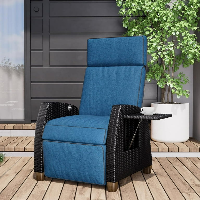 Grand Patio Recliner Chair, Indoor/Outdoor PE Wicker, 150° Lay
