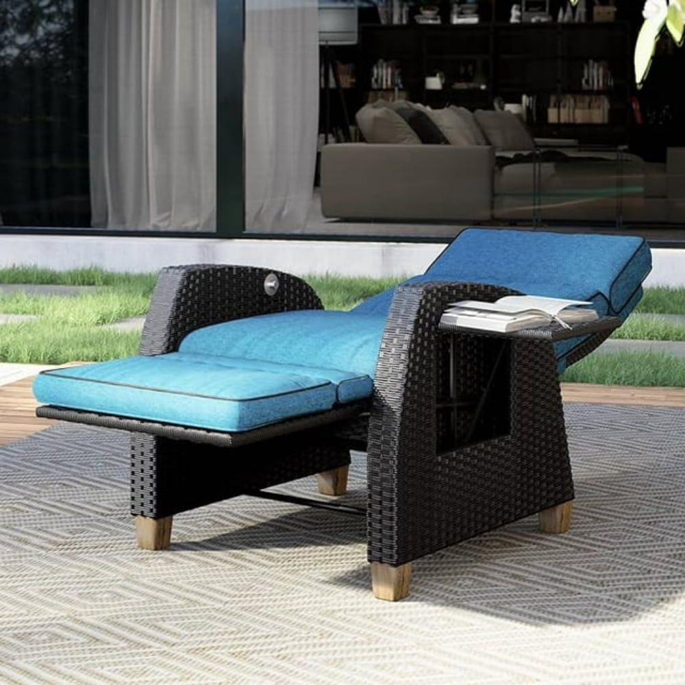 Grand Patio Indoor & Outdoor Recliner Chair PE Wicker Patio 150° Lay