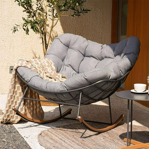 Grand Patio Living Room Rocking Chair for All Aages, Comfy Accent Reading Sofa, Modern Cozy Lounge Rocker with Cushion for Bedroom, Dorm, Corner, Porch, Gray
