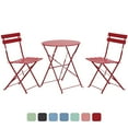 thumbnail image 1 of Grand Patio Metal 3-Piece Folding Bistro Table and Chairs Set, Outdoor Patio Dining Furniture for Small Spaces, Balcony, Red, 1 of 10