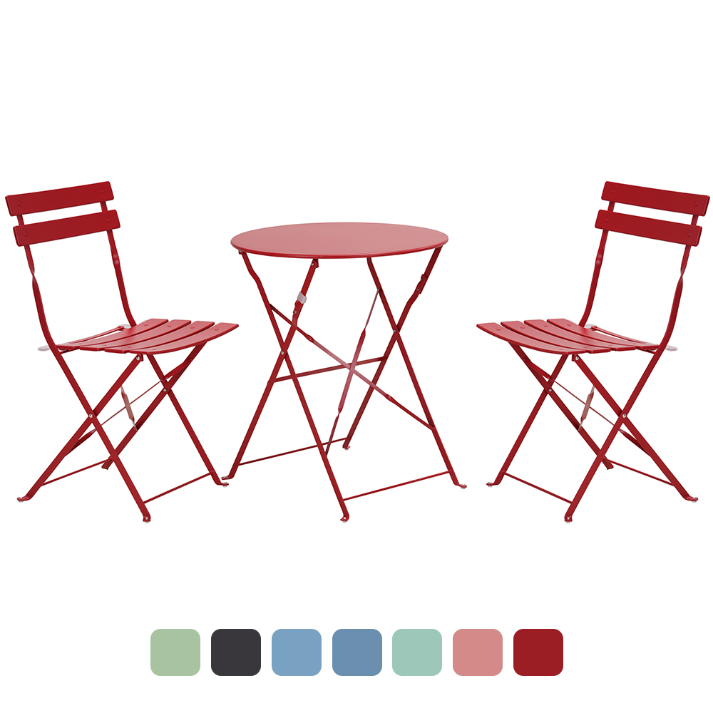Grand Patio Metal 3-Piece Folding Bistro Table and Chairs Set, Outdoor Patio Dining Furniture for Small Spaces, Balcony, Red - image 1 of 11
