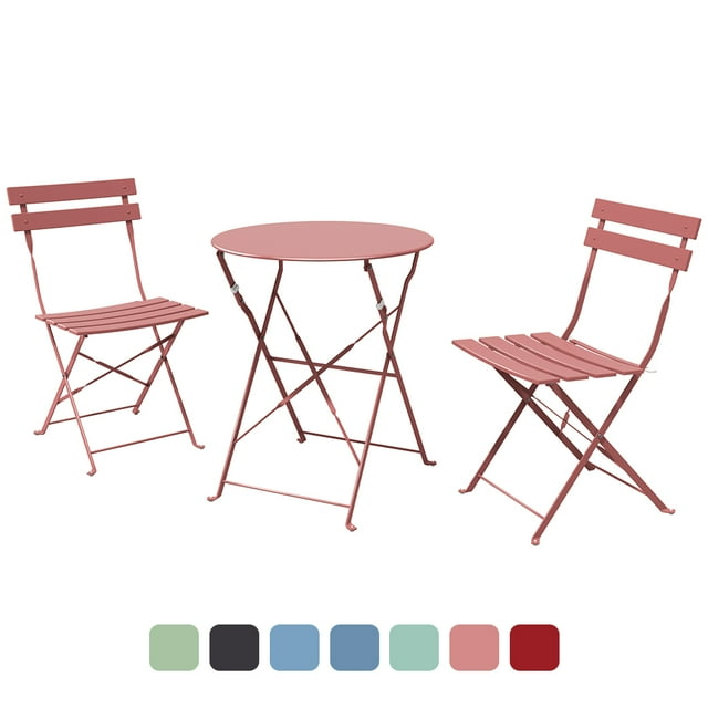 Grand Patio Metal 3Piece Folding Bistro Table and Chairs Set, Outdoor