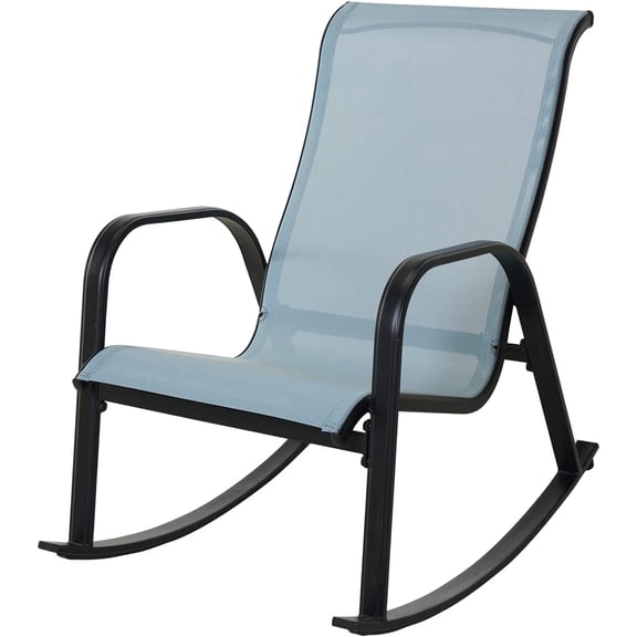 Grand Patio Modern Chic and Trendy Rocking Chair with Steel and Textilene, Blue (Set of 1)