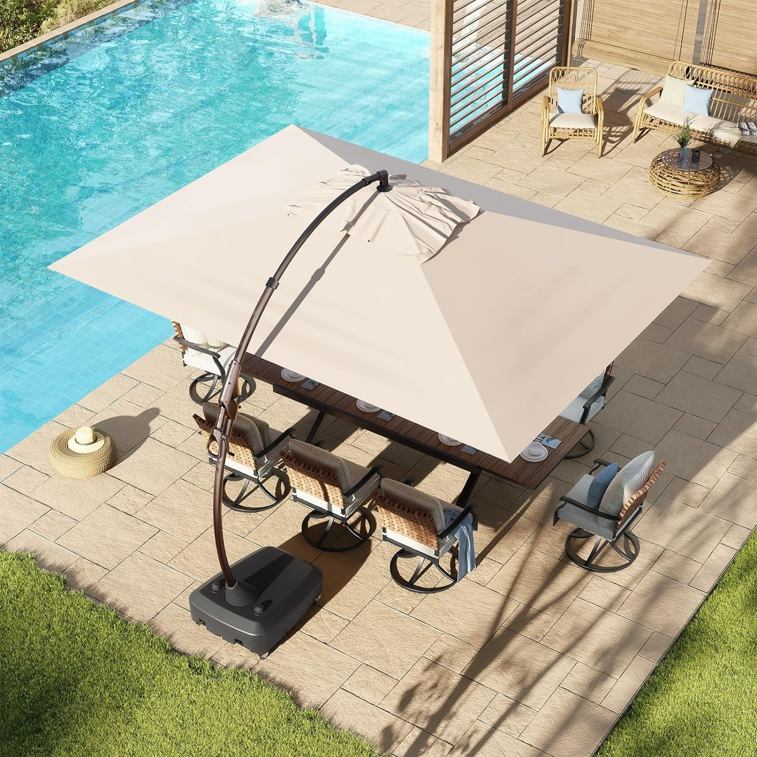 Grand Patio Napoli 10x13 FT Rectangular Offset Umbrella, Heavy Duty