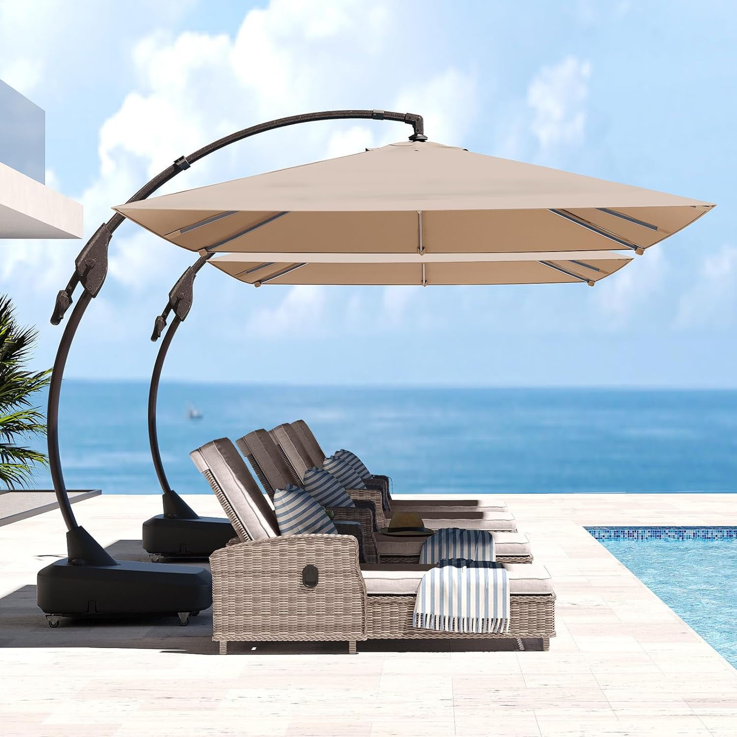 Grand Patio Napoli 10x13 FT Rectangular Offset Umbrella, Large Patio Cantilever Umbrella with