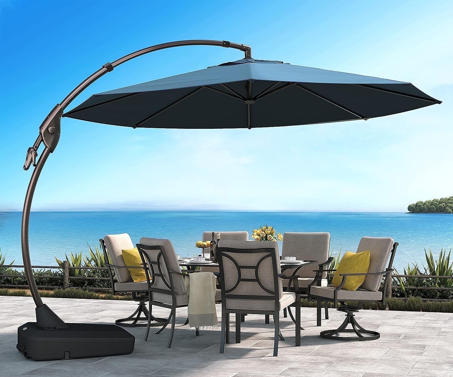 fry's patio umbrellas JONATHAN Y and durability Color:Lime Oil Leather disney-gift-guide Square Patio Market Umbrella