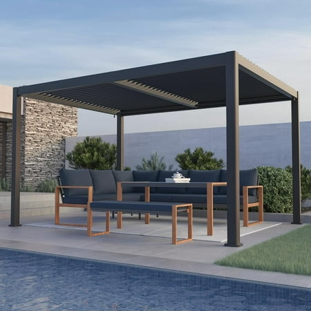 Grand Patio Outdoor 10x13 Aluminum Pergola with Adjustable Louvers and Integrated Drainage System