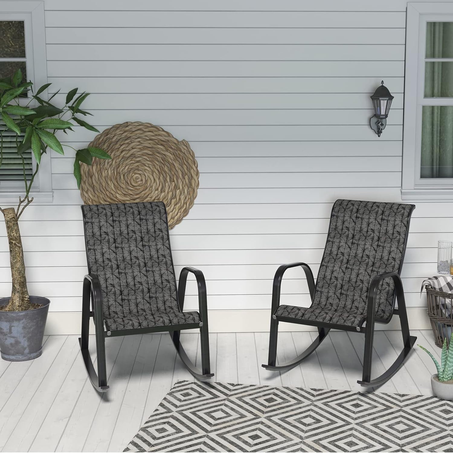 Grand Patio Outdoor Metal Rocking Chair Set, All-Weather Steel ...