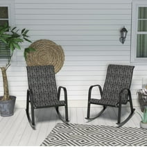 Grand Patio Outdoor Adult Rocking Chair Set of 2 for Porch All-Weather Steel Rocker Lounge Chair for Patio, Balcony, Garden Deck, Backyard, Black