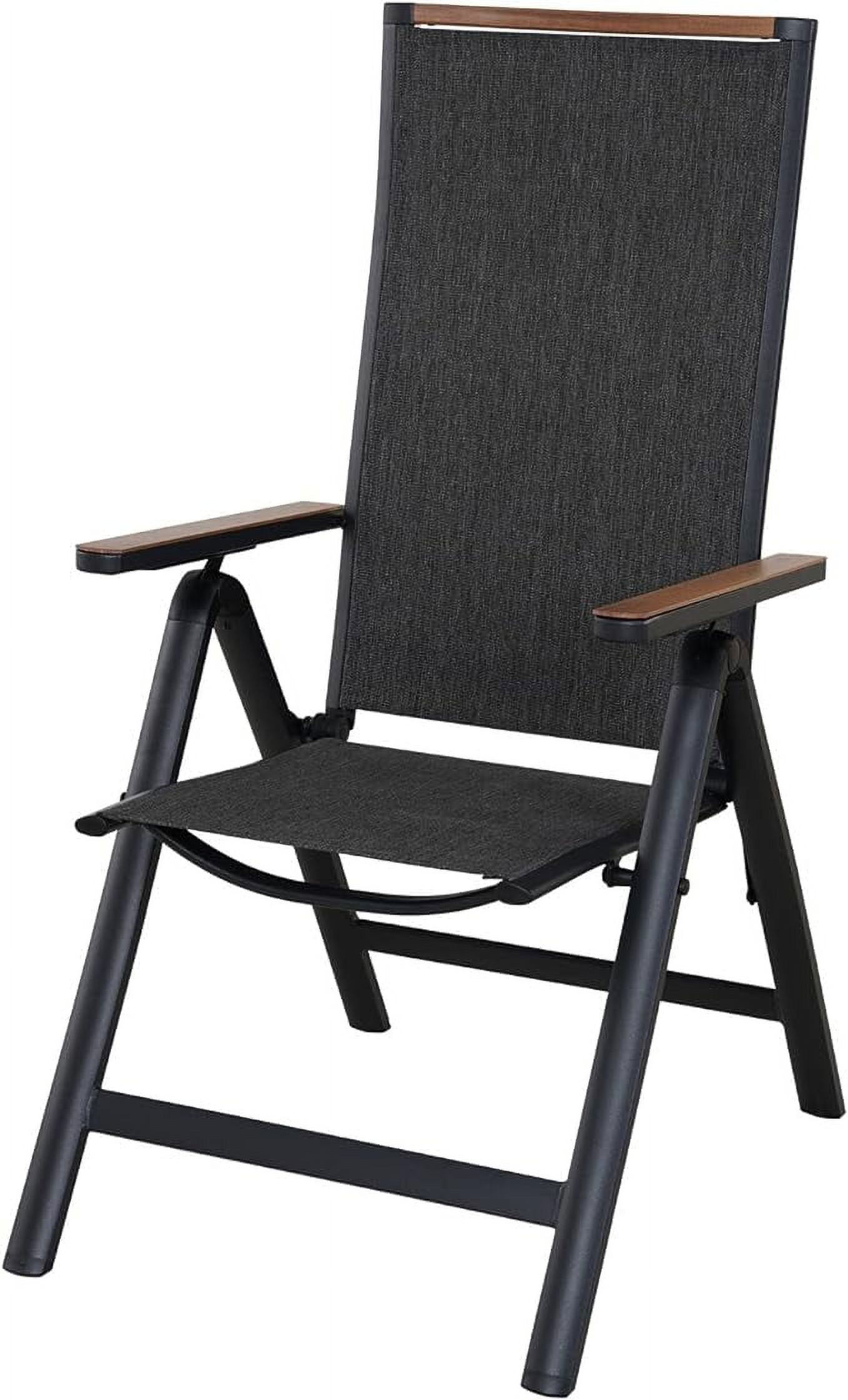Grand Patio Outdoor Aluminium Adjustable 6-Position High Backrest Folding Chair, No Assembly,  Black