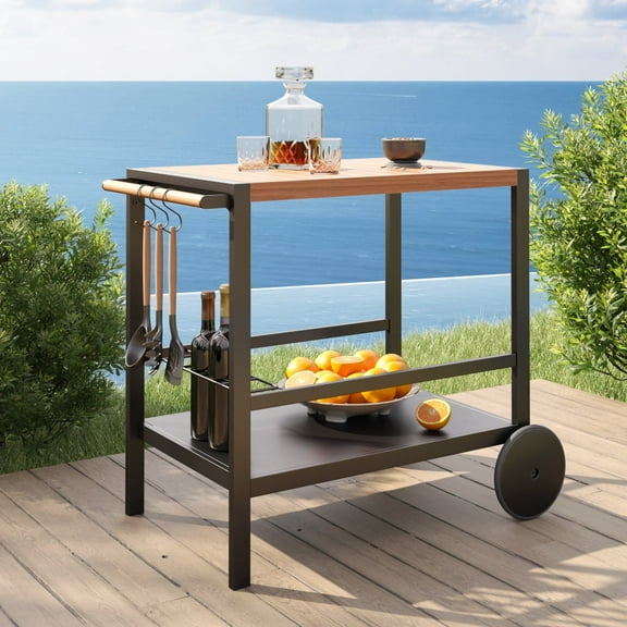 Grand Patio Outdoor Aluminum Serving & Storage Cart, Shelves