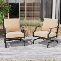 Grand Patio Outdoor Patio Chairs Set of 2, Bistro Set Rocking Chairs with Cushioned Seat & Backrest, Patio Conversation Furniture Set for Garden Deck, Beige