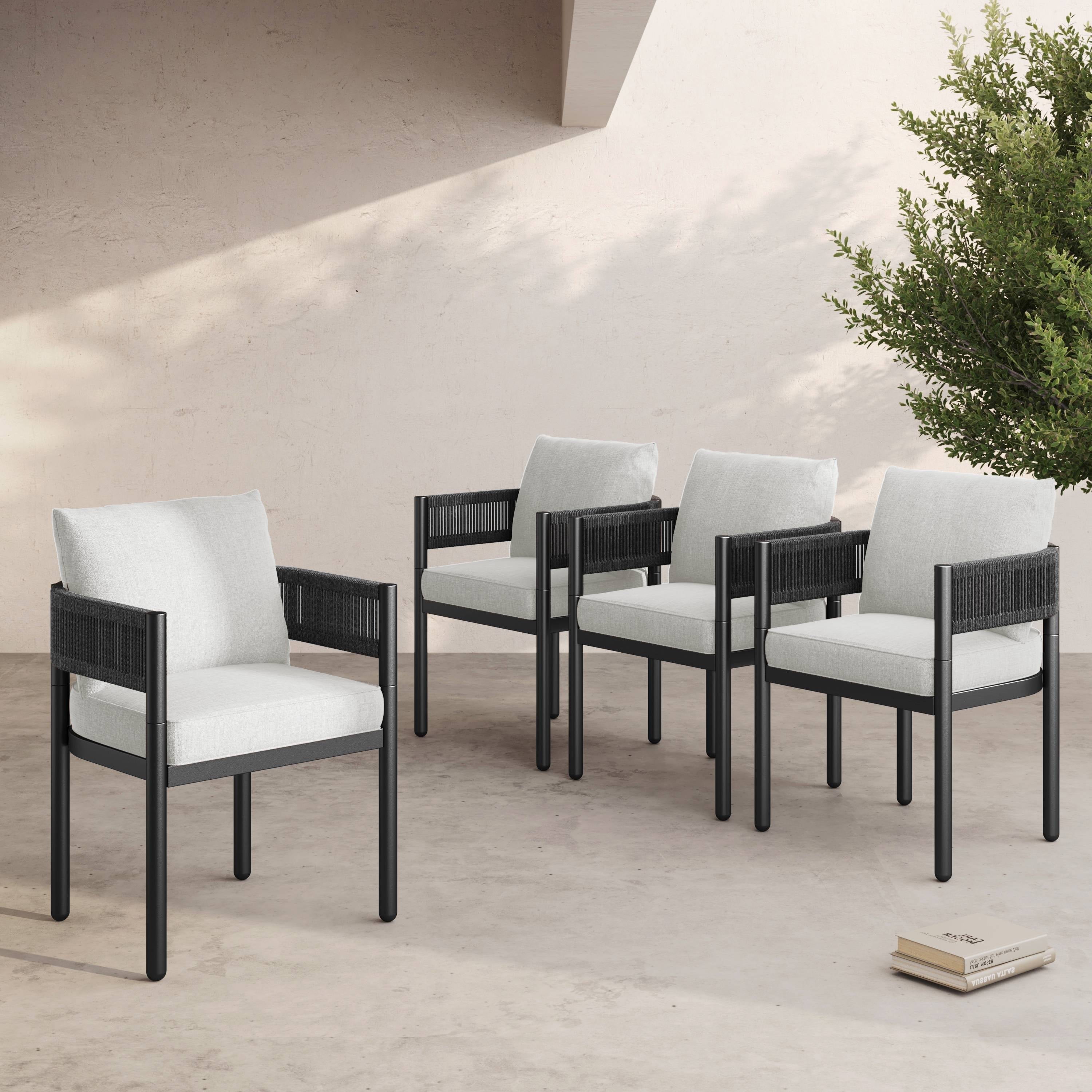 GRANDPATIO 4-Piece Steel Dining Set with 4 Chairs and Cushions, Beige