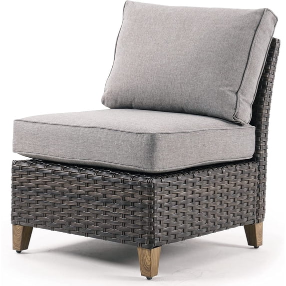 Grand Patio Outdoor Furniture, Patio Wicker Armless Single Sofa Couch Chair, Gray