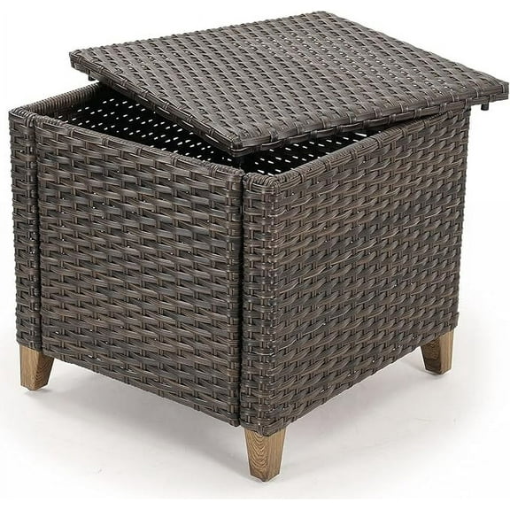 Grand Patio Outdoor Furniture, Patio Wicker, Side Table, 27''H, Natural Brown