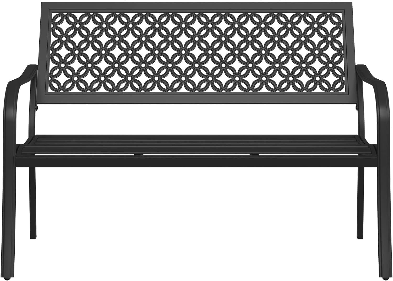 Grand Patio Outdoor Garden Bench with Back, Modern Metal Bench for Patio Front Porch Entryway