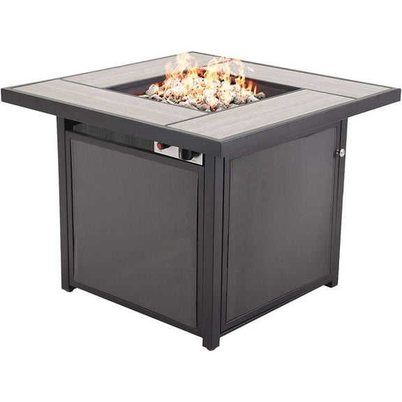 Grand Patio Outdoor Gas Fire Pit Table 32-Inch Square Propane Gas Fire Pit with CSA Safety Approval 40000 BTU Heat Sling Base Ceramic Tile Top and Lava Rock for Garden, Backyard, and Deck Parties