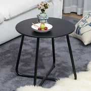 Grand Patio Outdoor&Indoor Steel Patio Side Table, Weather Resistant Outdoor Small Round End Table for Patio, Yard, Balcony, Garden, Living Room, Bedroom, Black