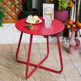 thumbnail image 1 of Grand Patio Outdoor&Indoor Steel Patio Side Table, Weather Resistant Outdoor Small Round End Table for Patio, Yard, Balcony, Garden, Living Room, Bedroom, Red, 1 of 10