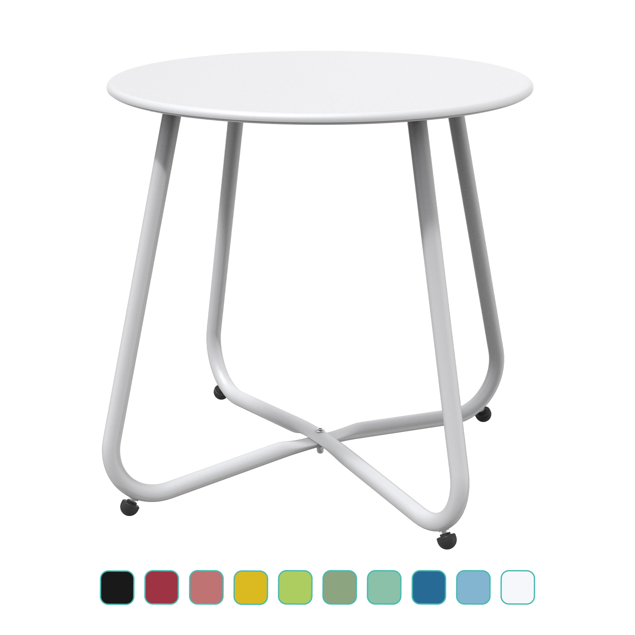 Grand Patio Outdoor&Indoor Steel Patio Side Table, Weather Resistant Outdoor Small Round End Table for Patio, Yard ,Balcony, Garden, Living Room, Bedroom,White