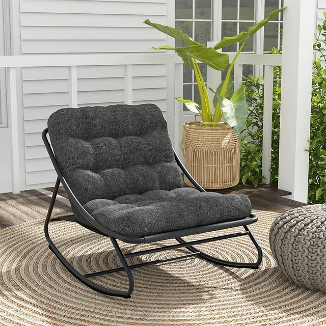 Grand Patio Outdoor&Indoor Steel Rocking Chair, Padded Cushion Rocker ...