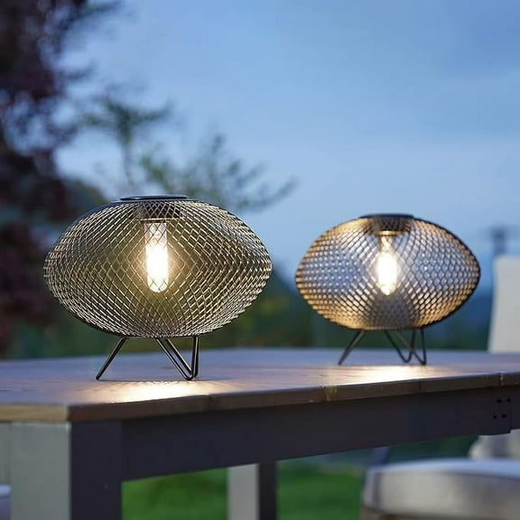 GRANDPATIO Outdoor Lights Solar Powered Table Lamps Set of 2, Black, 8"H