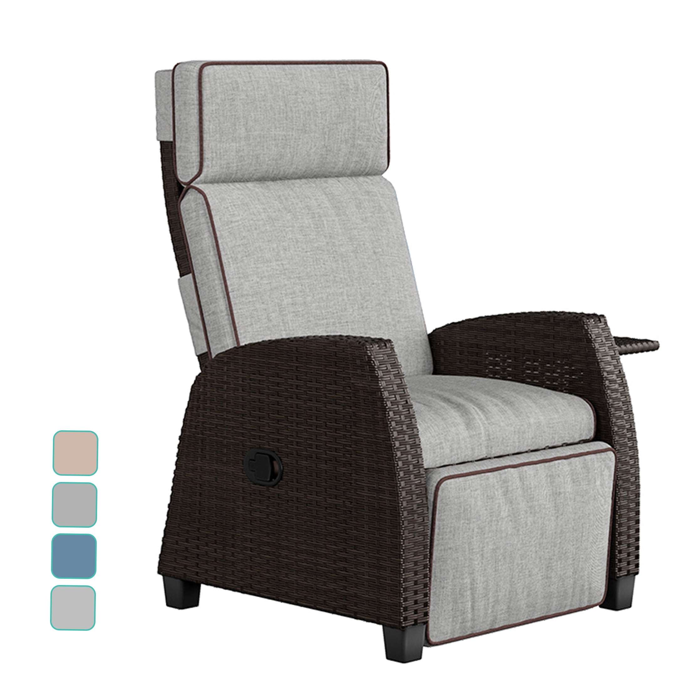 Grand Patio Outdoor Lay Flat Recliner with Olefin Cushions HandWoven