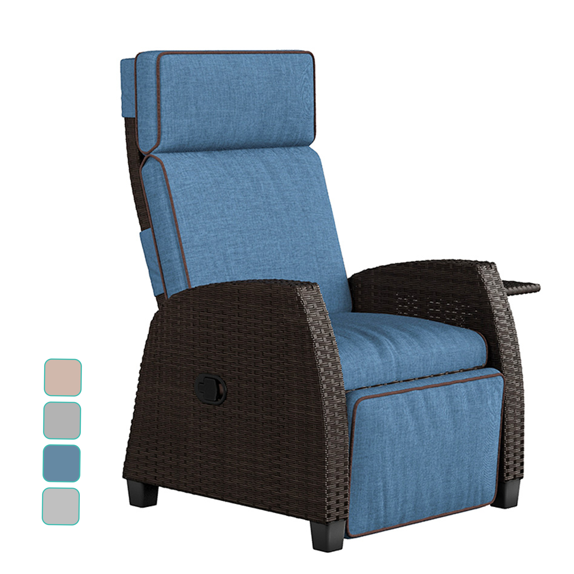 Grand Patio Outdoor Lay Flat Recliner with Olefin Cushions HandWoven