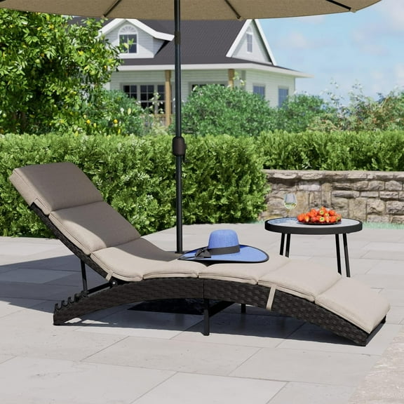 Grand Patio Outdoor Lounge Chair with Aluminum Frame and Beige Cushion - Set of 1