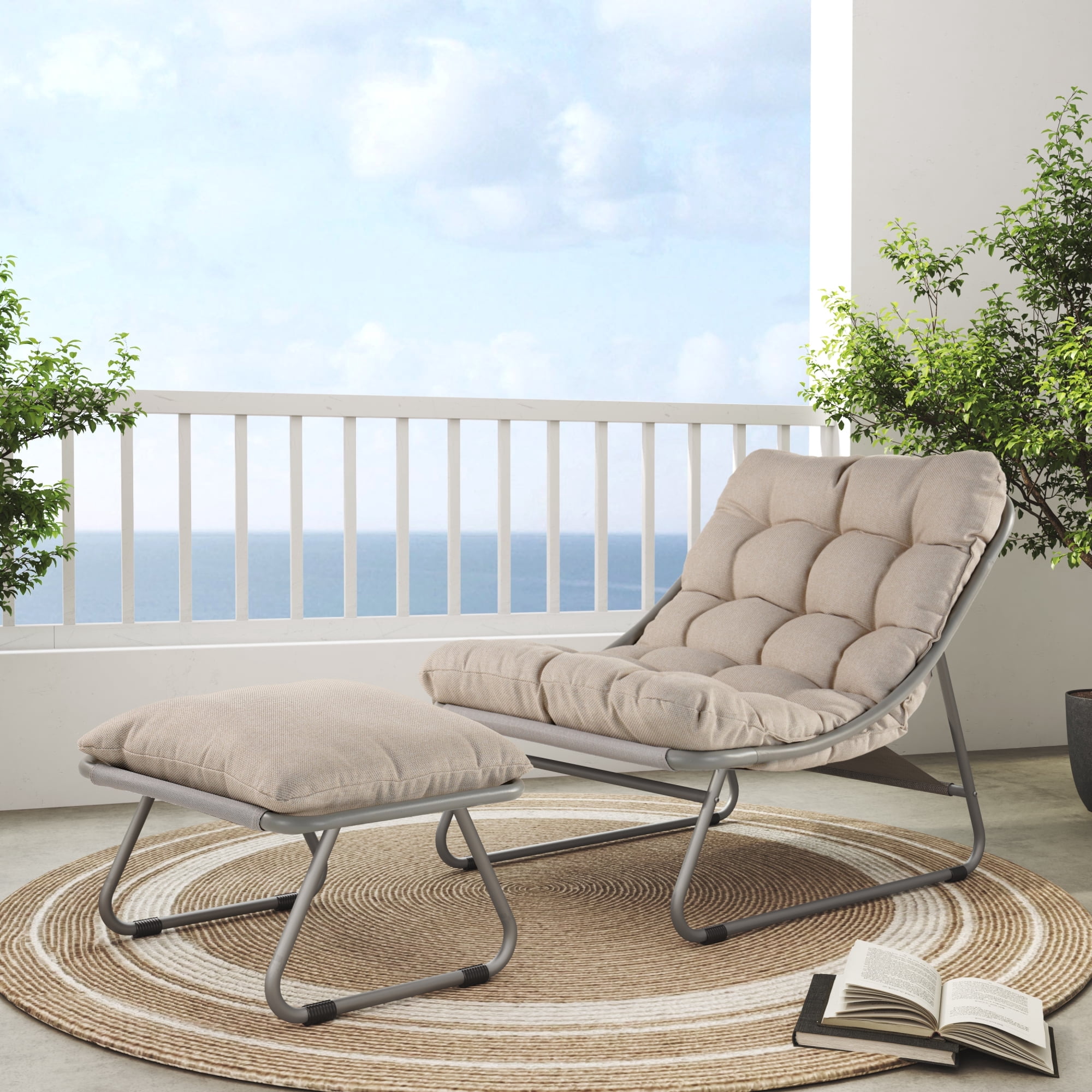 Grand Patio Outdoor Lounge Chair Ottoman Comfy Sling Recliner Chair Puffy Cushion Samba Modern Steel Patio Furniture Set Porch Deck Garden Living Roo: Buying Advice That Holds Up