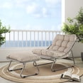 thumbnail image 1 of Grand Patio Outdoor Lounge Chair with Ottoman, Comfy Sling Recliner Chair with Puffy Cushion, Samba Modern Steel Patio Furniture Set for Porch Deck Garden Living Room, Champagne Gray, 1 of 7