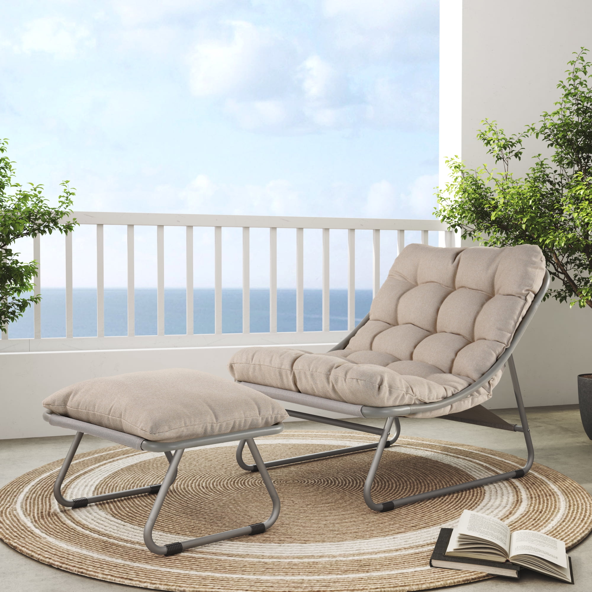 Grand Patio Reclining Outdoor Lounge Chair with Cushion and Grand Patio Reclining Outdoor Lounge Chair with Cushion and