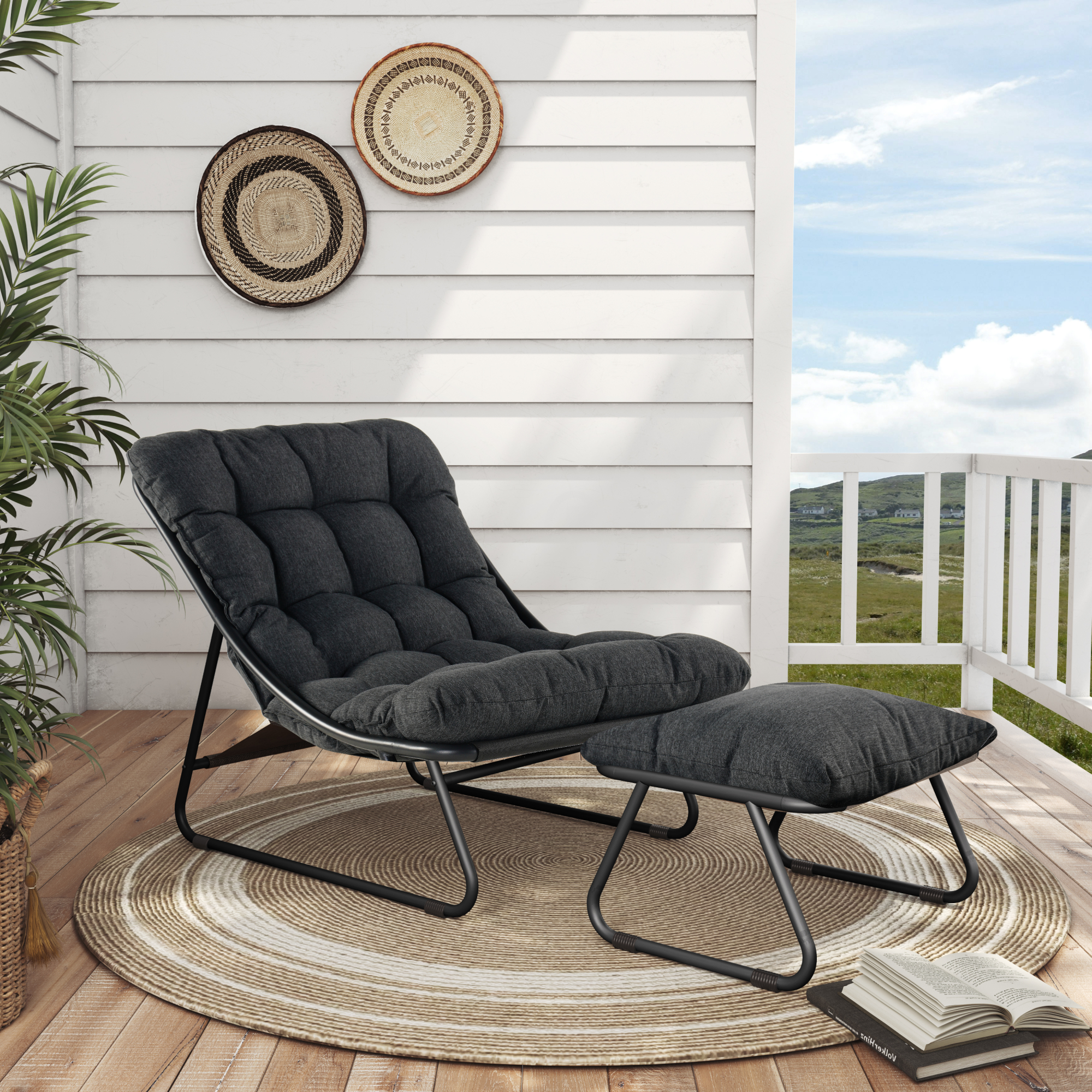 Grand Patio Outdoor Lounge Chair With Ottoman Comfy Sling Recliner Set Puffy Cushion Samba Modern Steel Furniture Dark Gray: Buying Advice That Holds Up