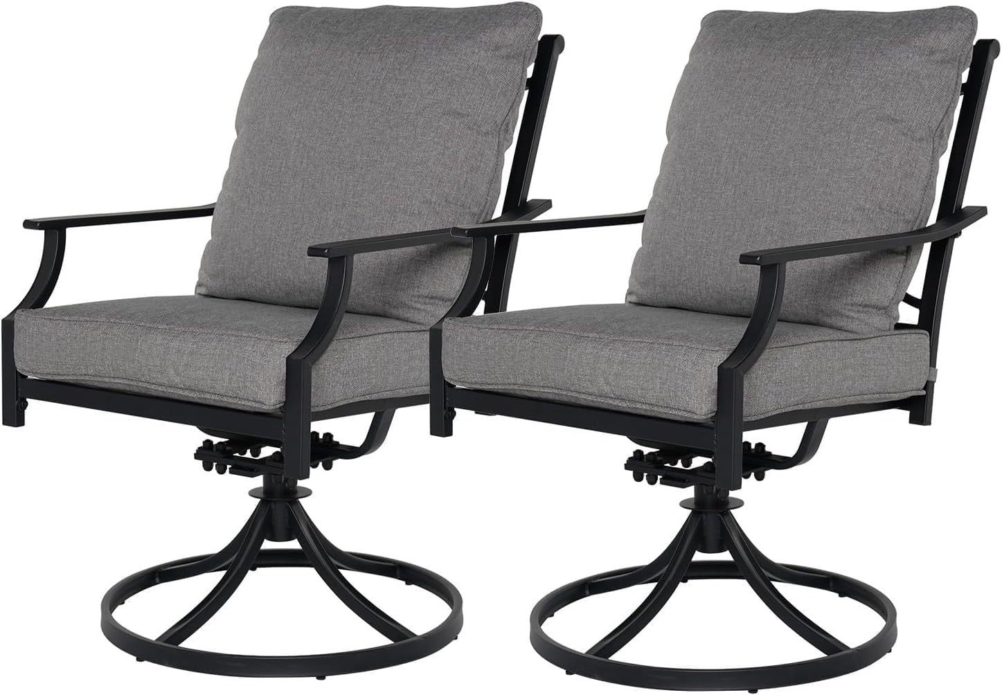 Grand Patio Outdoor Patio Dining Set for 2, 2 Swivel Dining Chairs with Gray Olefin Cushions