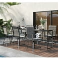 thumbnail image 1 of Grand Patio Outdoor Swivel Bar Chairs Set of 6, Counter Height Bar Stools Patio Bistro Set Metal Frame for Garden, Black&Grey Plaid, 1 of 8