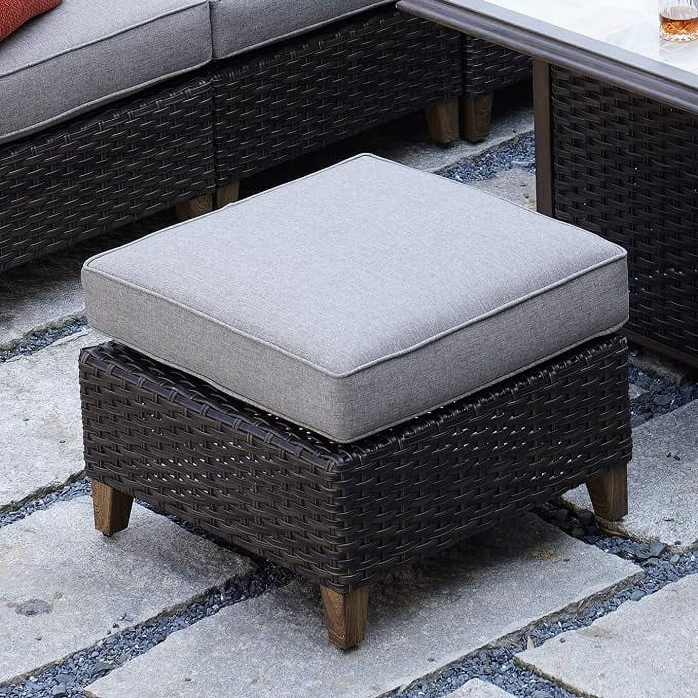 Grand Patio Outdoor Wicker Ottoman, Gray - Walmart.com