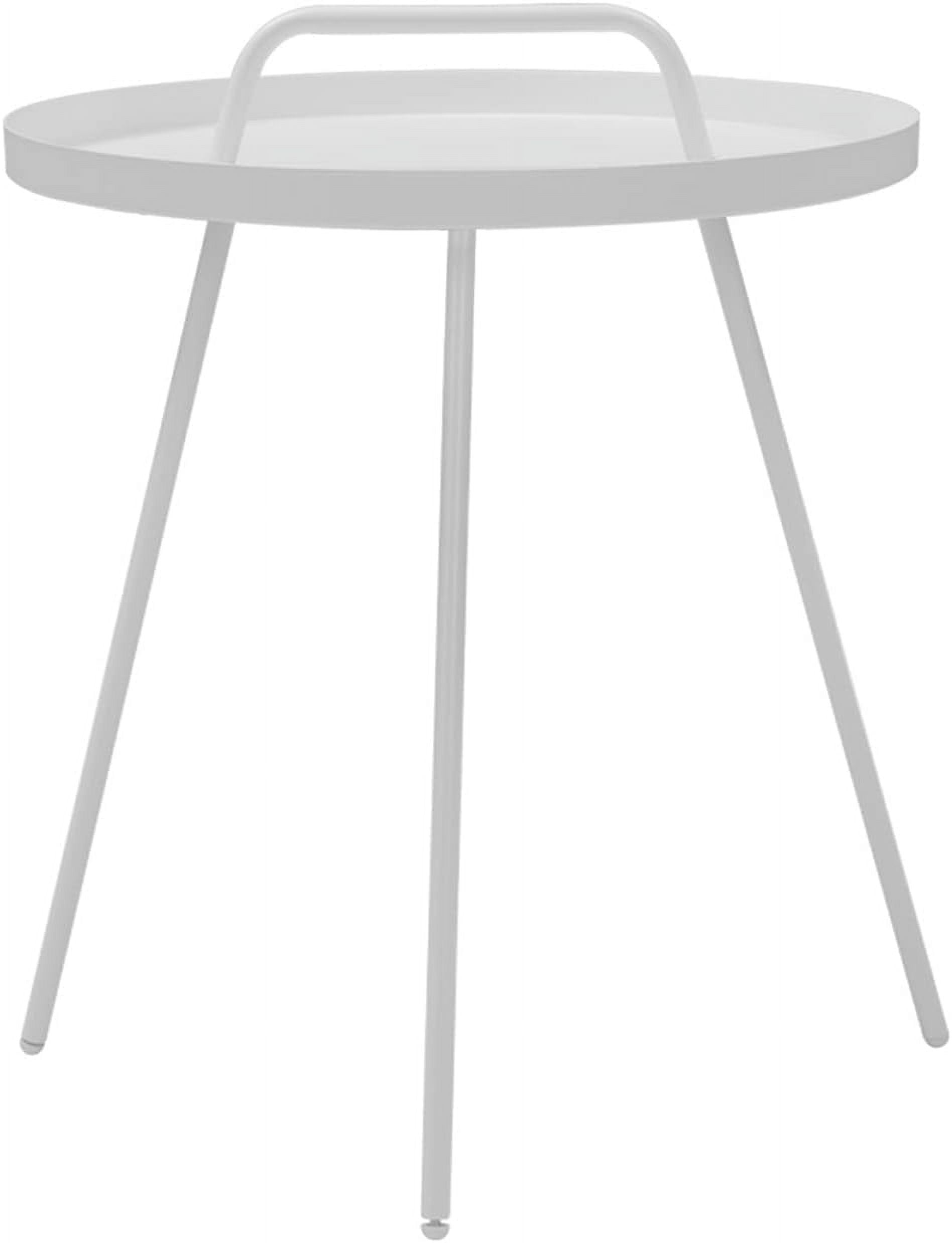 Grand Patio Round Coffee Side Table With Handle Small Steel End Table for Outdoor & Indoor, White